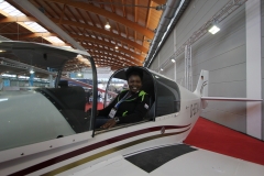 Patricia in a Robin DR400 - there is a very promising Rotax 912iS and 915iS option coming soon for these aircraft